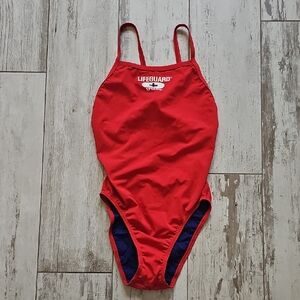 Speedo Lifeguard Red One-Piece Swimsuit New With Liner 14 / 40